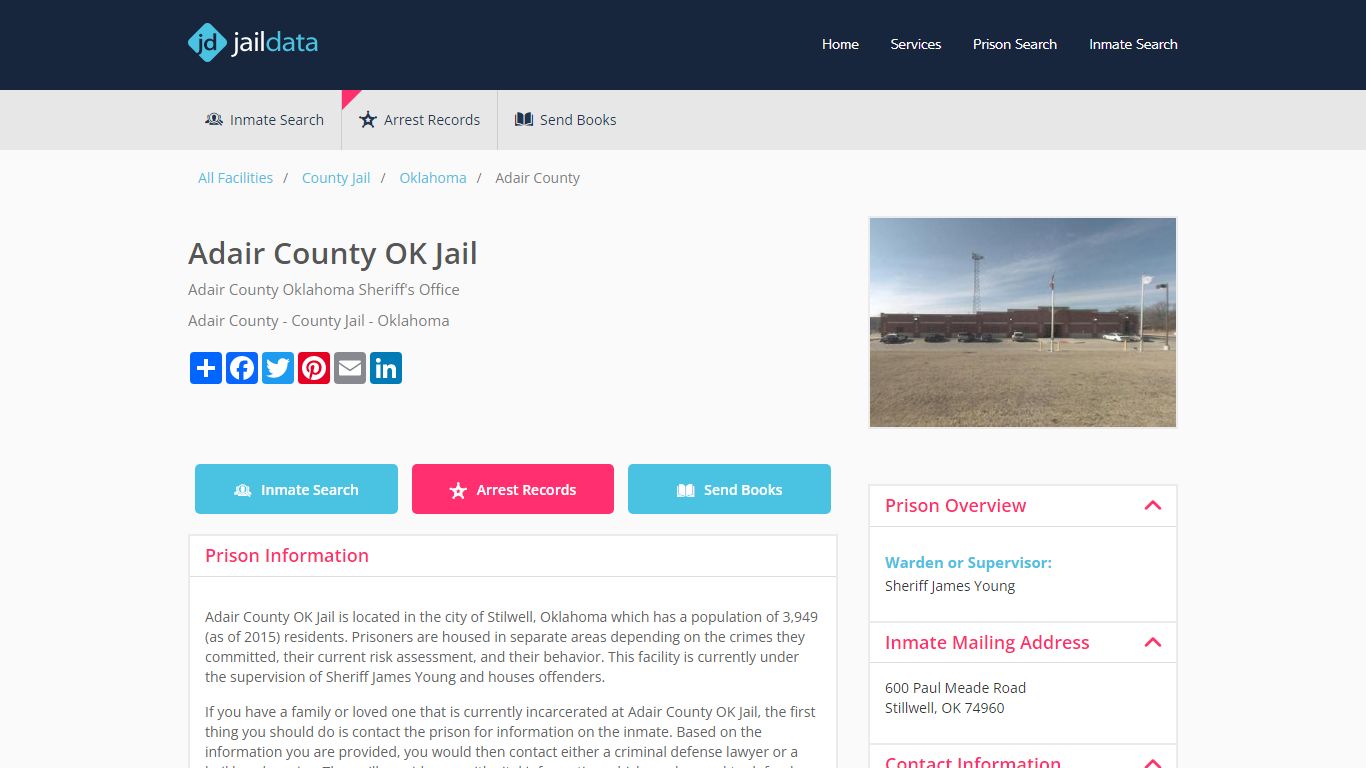 Adair County OK Jail Inmate Search and Prisoner Info - Stilwell, OK
