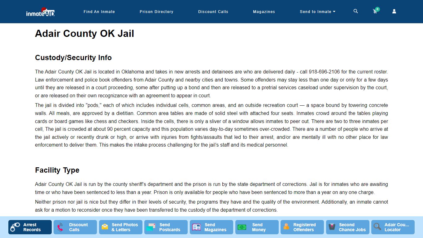 Adair County OK Jail - InmateAid